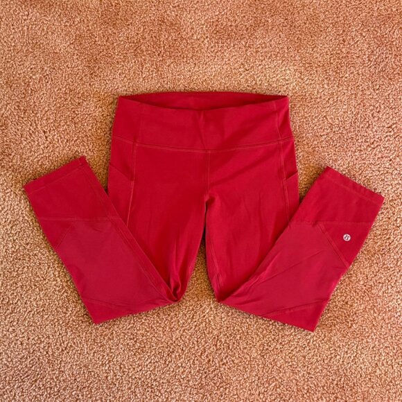 Lululemon Pace Rival Crop 22" Luxtreme Dark Red Mid-Rise Running Leggings 6 - Picture 4 of 12